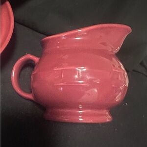 Longaberger Smaller Red Ceramic Pitcher 4 1/2 “ Tall